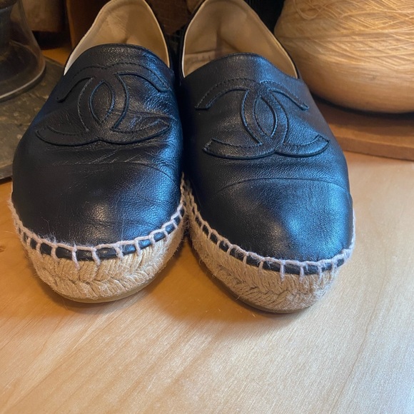 Authentic Chanel Black Leather Espadrille Shoes - Picture 14 of 16